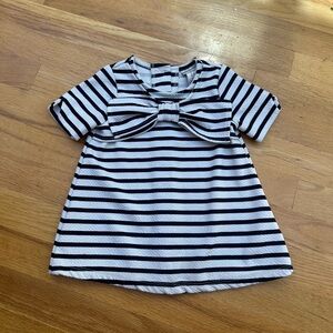 Toddler Black and White Stripe Bow Dress - Size 18 Months